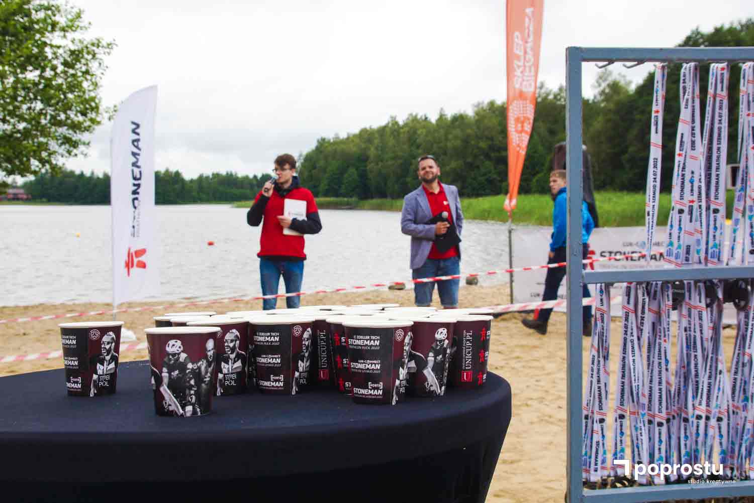 Custom printed Unicup paper cups with Stoneman branding